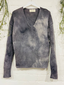 Ink , RE- Imagined Botanically dyed 100% cashmere V neck pullover